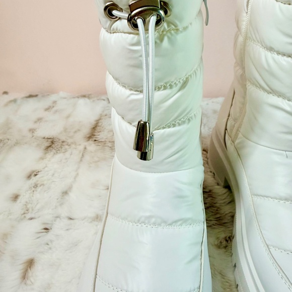 Kayleen Frosty White Quilted Winter Boot With 2" Chunky Heel - Picture 4 of 10